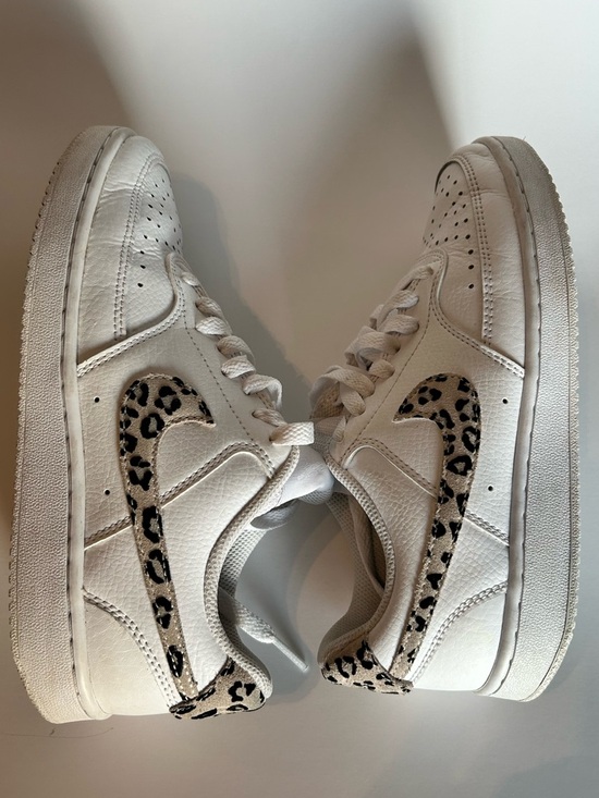 Nike Women's Court Vision Low — White with Leopard Swoosh - Picture 6 of 9